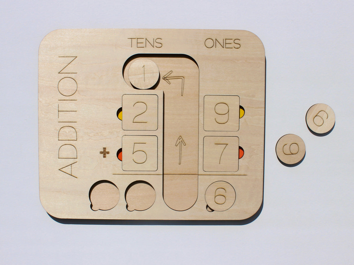 Double-Digit Addition Learning Board | Wooden Hands-On Math Learning Tool for Kids