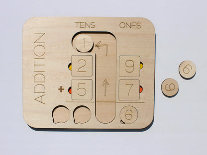 Double-Digit Addition Learning Board | Wooden Hands-On Math Learning Tool for Kids