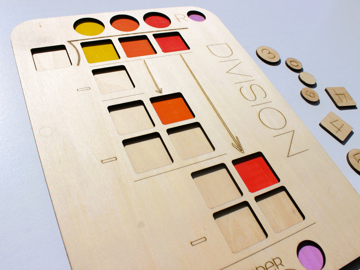 Three-Digit Long Division Learning Board | Wooden Interactive Math Activity for Kids