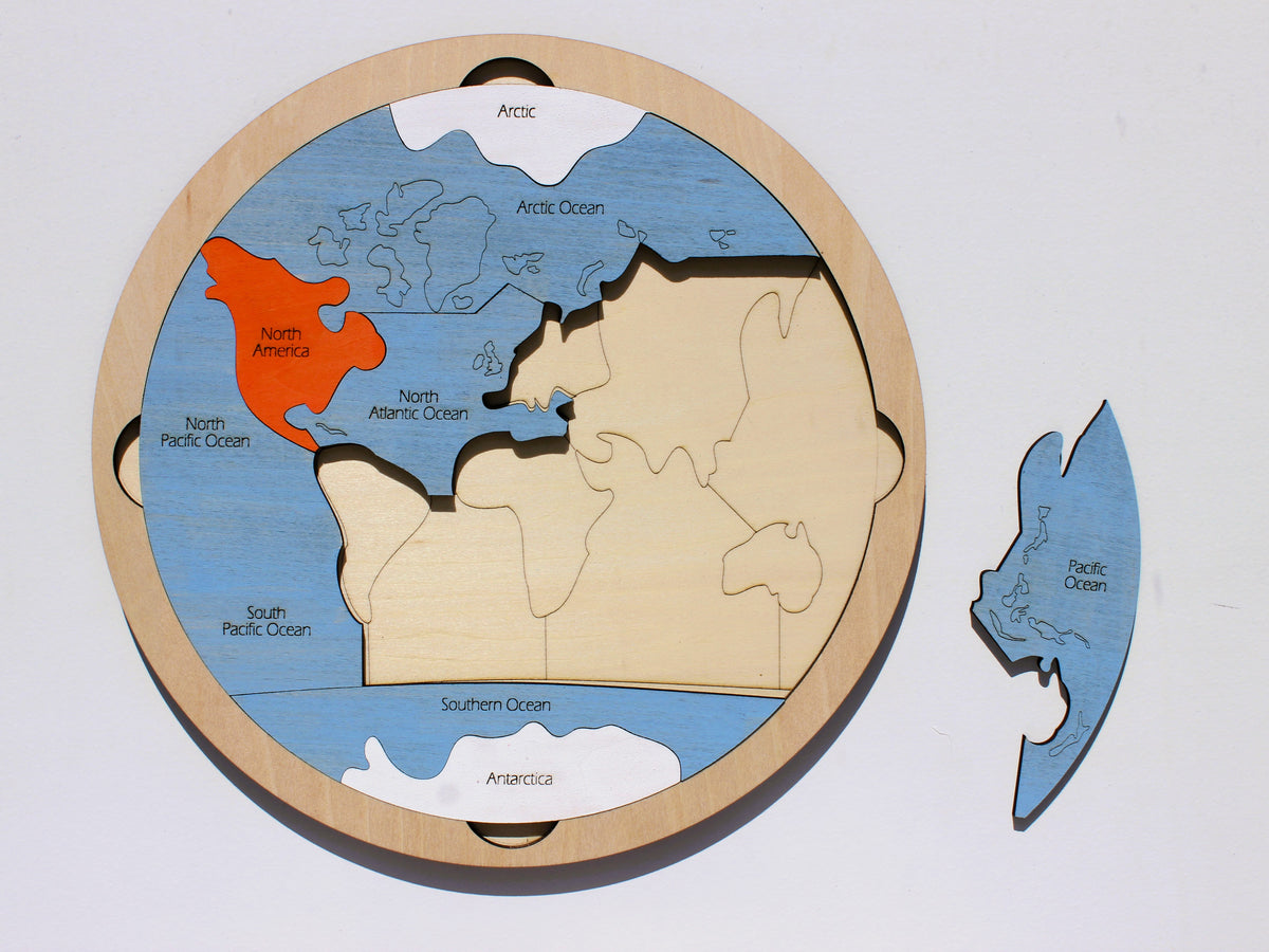 Oceans & Continents Map Puzzle | Wooden World Geography Learning Tool for Kids