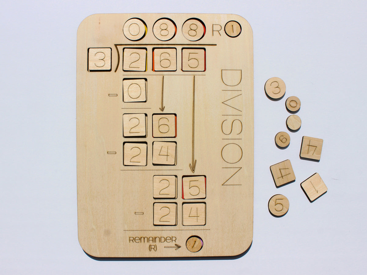 Three-Digit Long Division Learning Board | Wooden Interactive Math Activity for Kids