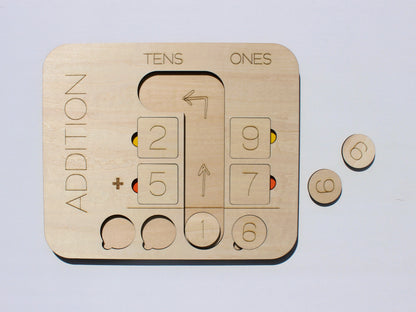 Double-Digit Addition Learning Board | Wooden Hands-On Math Learning Tool for Kids