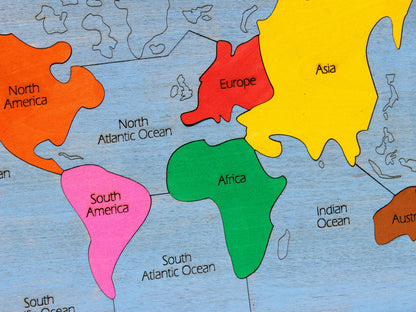 Oceans & Continents Map Puzzle | Wooden World Geography Learning Tool for Kids