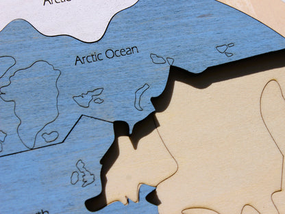 Oceans & Continents Map Puzzle | Wooden World Geography Learning Tool for Kids