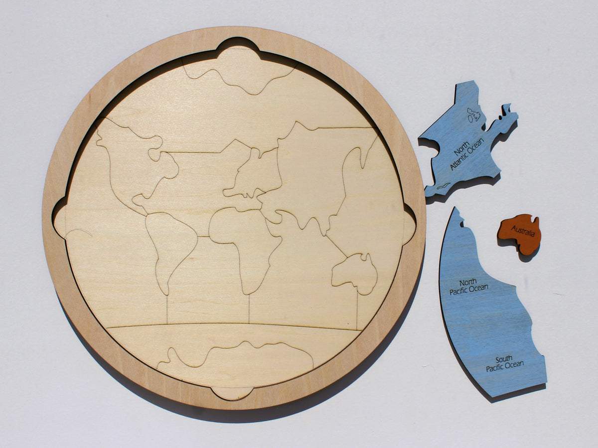 Oceans & Continents Map Puzzle | Wooden World Geography Learning Tool for Kids